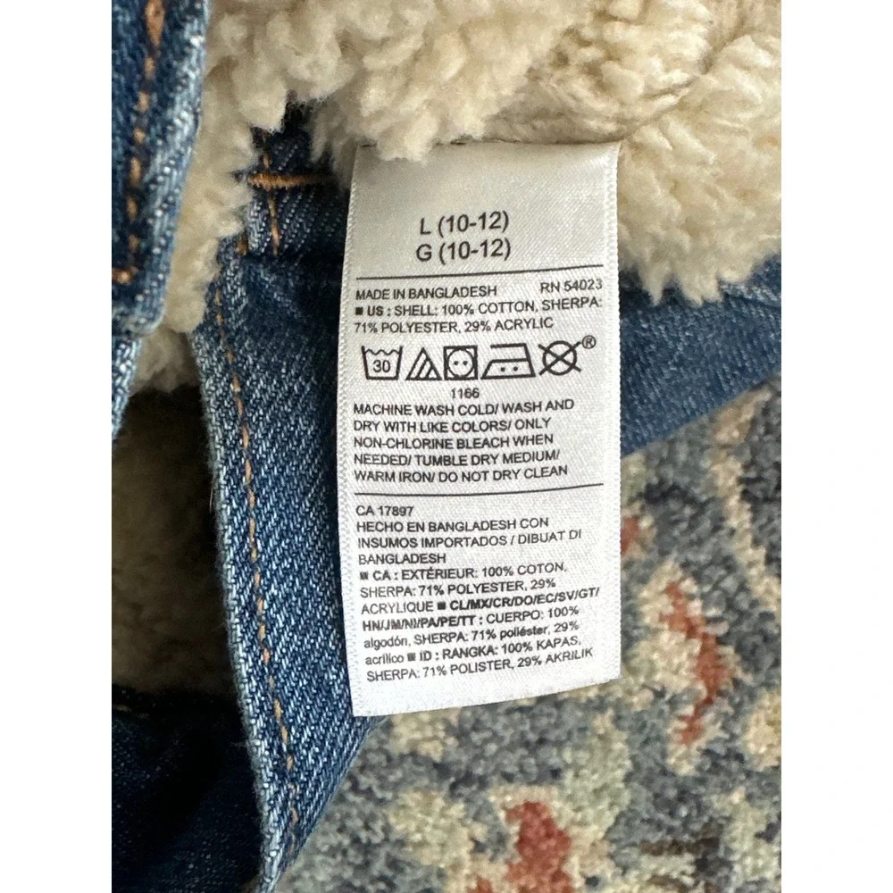 Old‎ Navy Denim Jacket Boys 10/12 Blue Sherpa Lined Trucker GUC